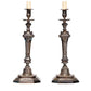 19TH CENTURY PAIR OF ORNATE SILVERED BRONZE CANDLESTICK LAMPS