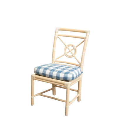 SET OF FOUR MCGUIRE CREAM PAINTED RATTAN DINING CHAIRS