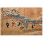 VINTAGE JAPANESE FOUR PANEL HAND PAINTED BYOBU SCREEN