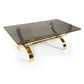 MID CENTURY MODERN BRASS AND SMOKED GLASS COFFEE TABLE