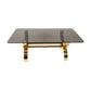 MID CENTURY MODERN BRASS AND SMOKED GLASS COFFEE TABLE