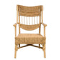 TALL WICKER ARMCHAIR WITH SCROLL DETAIL TO BACK REST