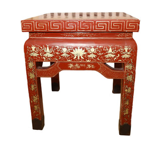 CHINOISERIE RED LACQUERED SIDE TABLE