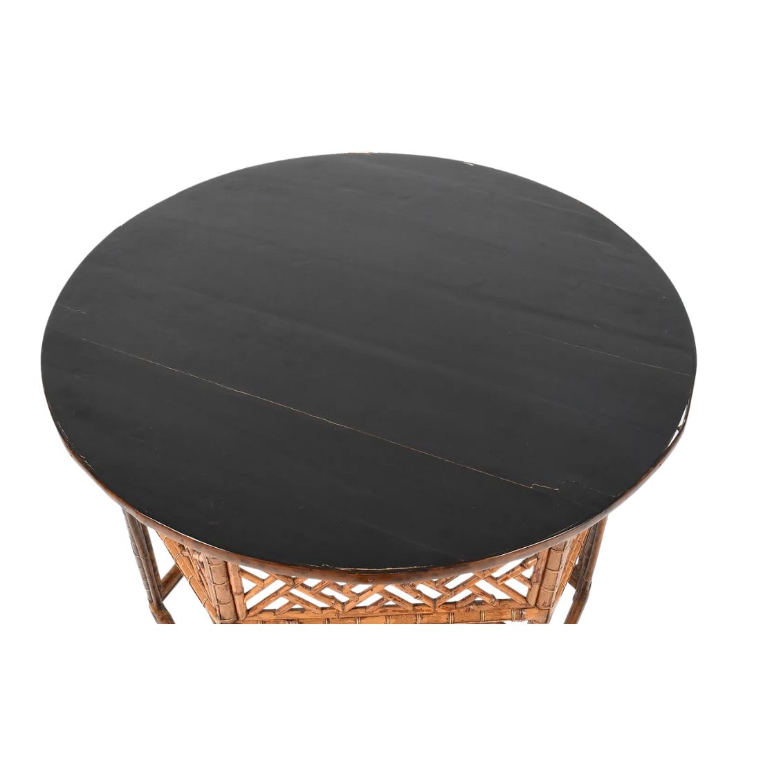 ASIAN BAMBOO FRETWORK HEXAGONAL TABLE WITH REMOVABLE LACQUERED TOP