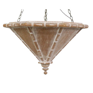 MONUMENTAL CERUSED OAK OCTAGONAL PENDANT WITH BAMBOO DETAIL