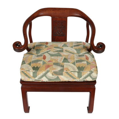 ALMOST PAIR OF ROSEWOOD HORSESHOE CHINESE CHAIRS