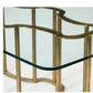 MID CENTURY MASTERCRAFT BRASS AND GLASS  DINING TABLE WITH FAUX BAMBOO BASE