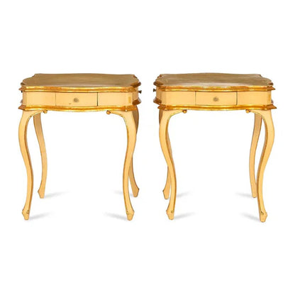 PAIR OF PARCEL GILT AND PAINTED ITALIAN SIDE TABLES