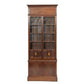 GRAND GOTHIC REVIVAL ENGLISH MAHOGANY BOOKCASE WITH GLASS PANEL DOORS