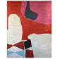 OVERSIZED MODERN ABSTRACT OIL PAINTING IN RED, PINK AND WHITE, FRAMED & SIGNED
