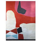 OVERSIZED MODERN ABSTRACT OIL PAINTING IN RED, PINK AND WHITE, FRAMED & SIGNED