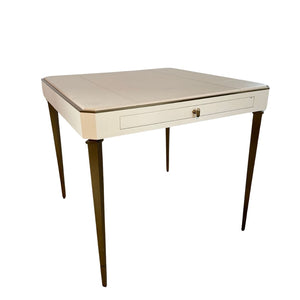 MOD LEATHER TOP DESK / GAMES TABLE  WITH BRASS ACCENTS AND NOTCHED CORNERS