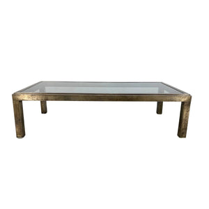 MASTERCRAFT STYLE VINTAGE METAL AND GLASS COFFEE TABLE