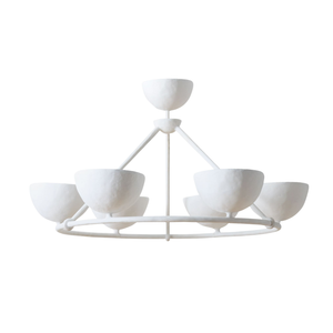 SIX LIGHT MODERN WHITE PLASTER CHANDELIER