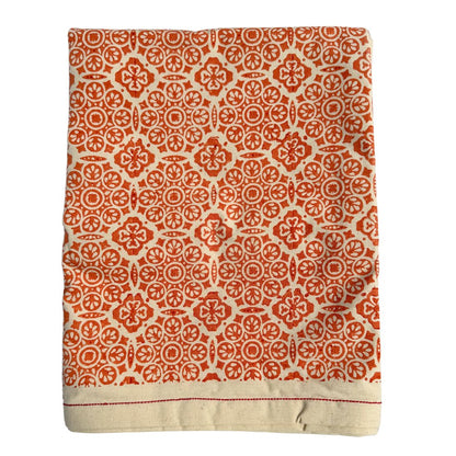 ORANGE MEDALLION BLOCK PRINT TABLECLOTH