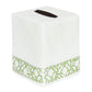 PAIR OF GREEN TRELLIS LINEN NAPKINS + TISSUE BOX COVER