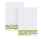 PAIR OF GREEN TRELLIS LINEN NAPKINS + TISSUE BOX COVER