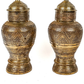 PAIR LARGE CARVED BRASS URN LAMPS