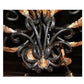 IRON AND GILT SPANISH STYLE LARGE CHANDELIER