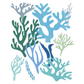 COLLAGE OF CORALS IN SHADES OF BLUE