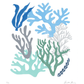 COLLAGE OF CORALS IN SHADES OF BLUE