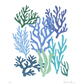 COLLAGE OF CORALS IN SHADES OF BLUE
