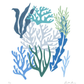 COLLAGE OF CORALS IN SHADES OF BLUE