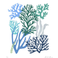 COLLAGE OF CORALS IN SHADES OF BLUE