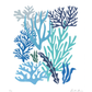 COLLAGE OF CORALS IN SHADES OF BLUE