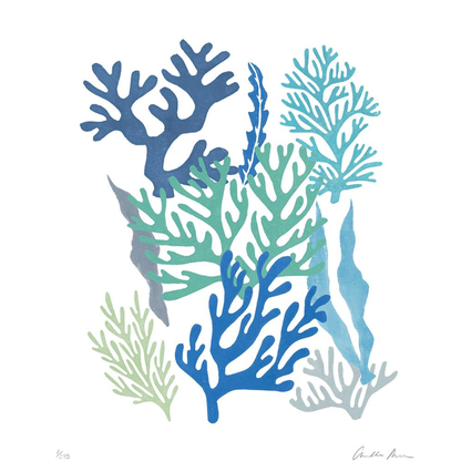 COLLAGE OF CORALS IN SHADES OF BLUE