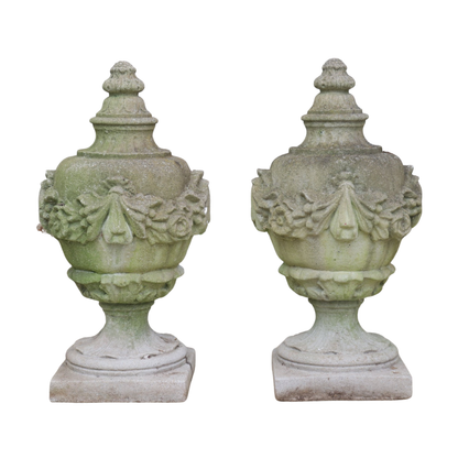 PAIR OF STONE GARDEN FINIALS