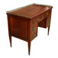 ANTIQUE BURLED WOOD PETITE DESK WITH BRASS GALLERY RAIL