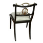 SET OF FOUR REGENCY STYLE EBONY SIDE CHAIRS WITH NEWLY UPHOLSTERED SILK CHECK CUSHIONS