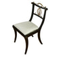 SET OF FOUR REGENCY STYLE EBONY SIDE CHAIRS WITH NEWLY UPHOLSTERED SILK CHECK CUSHIONS