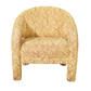 SINGLE ELEPHANT FORM OCHRE & ROUGE UPHOLSTERED BARREL CHAIR