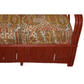 MID CENTURY RED PAINTED RATTAN SOFA WITH PAISLEY UPHOLSTERY