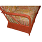 MID CENTURY RED PAINTED RATTAN SOFA WITH PAISLEY UPHOLSTERY