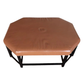 HEXAGONAL FAUX LEATHER OTTOMAN WITH BLACK PAINTED BASE