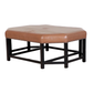 HEXAGONAL FAUX LEATHER OTTOMAN WITH BLACK PAINTED BASE