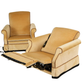 PAIR OF OCHRE VELVET UPHOLSTERED MOTORIZED THEATER CHAIRS