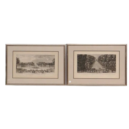 A PAIR OF CONTINENTAL ENGRAVINGS IN SILVER FRAMES