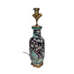 CHINESE PORCELAIN FAMILLE NOIR LAMP WITH BRONZE BASE