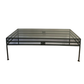 DARK GREEN IRON BASE COFFEE TABLE WITH GLASS TOP