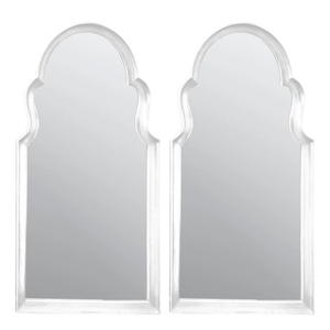 PAIR OF WHITE PAINTED ARCH TOP MIRRORS