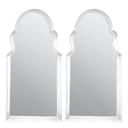 PAIR OF WHITE PAINTED ARCH TOP MIRRORS