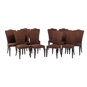 SET OF TWELVE DECO STYLE HERMES UPHOLSTERED DINING CHAIRS