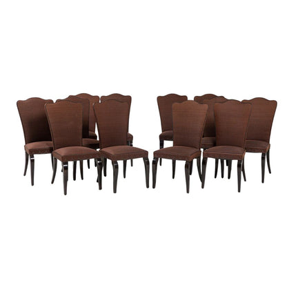 SET OF TWELVE DECO STYLE HERMES UPHOLSTERED DINING CHAIRS