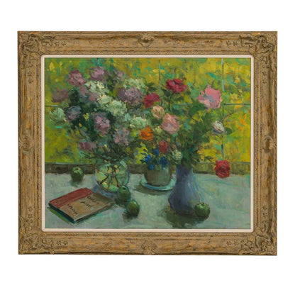 IMPRESSIONIST STYLE FLORAL STILL LIFE SIGNED AND FRAMED OIL ON CANVAS