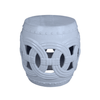 BLANC DE CHINE GARDEN STOOL WITH OVERLAPPING CIRCLES - LIGHT BLUE