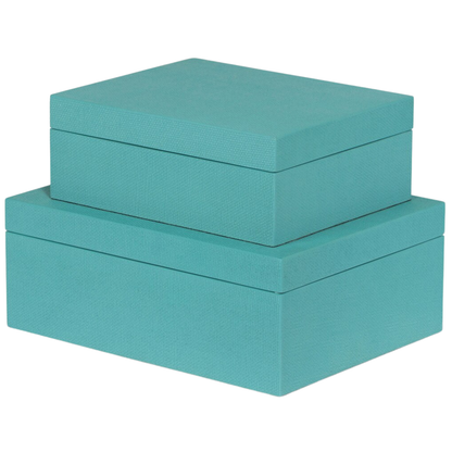 SET OF TWO RAFFIA DECORATIVE BOXES